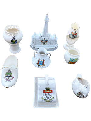 Goss Porcelain Miniature Souvenir Ornaments (75 assorted) Props, Prop Hire