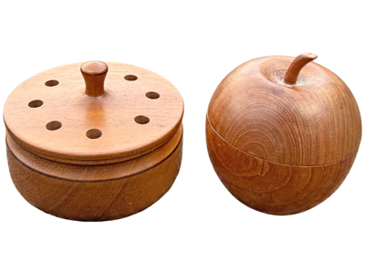 Wooden Ornaments Pomadour and Apple Props, Prop Hire