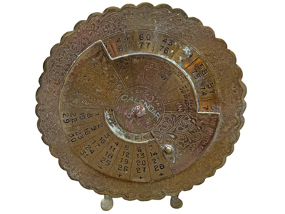 Brass Eastern Desk Calendar Props, Prop Hire