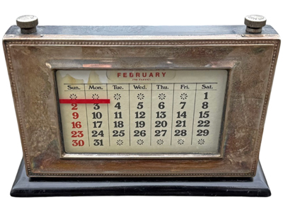 Chrome Vintage Desk Calendar Props, Prop Hire