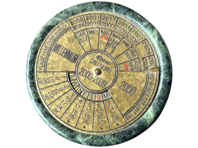 Rare Brass and Marble Desk 40 Year Calendar Props, Prop Hire