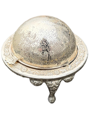 Small Silver Domed Cloche Dish Props, Prop Hire
