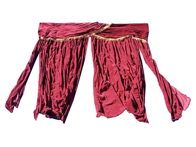 Velvet Drape Retro Split Entrance With Pelmet Props, Prop Hire