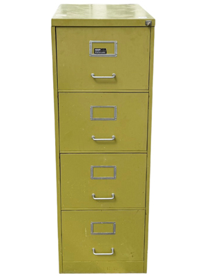Green 4 Drawer Metal Retro Filing Cabinet Props, Prop Hire