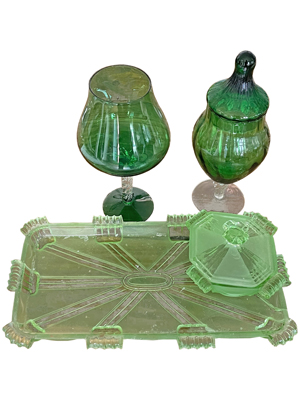 Green Glassware Props, Prop Hire