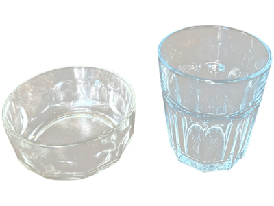 Canteen Restaurant Water Glasses and Bowls Props, Prop Hire