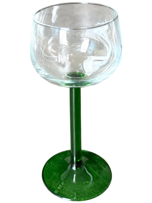 French Vintage Green Stem Wine Glasses Props, Prop Hire