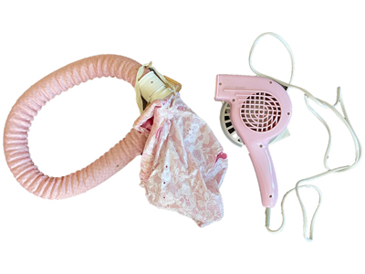 Pink Morphy Richards Hairdryer and Hat/Hood Props, Prop Hire