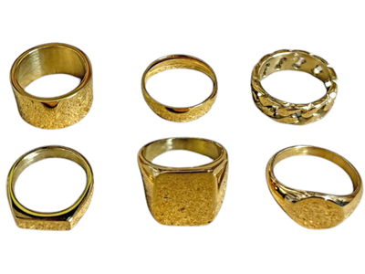 Gold Signet and Band Rings Jewelry Props, Prop Hire
