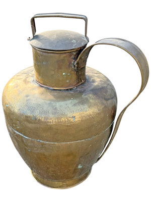 45 Centimetre Eastern Vintage Brass Jug with Lid Props, Prop Hire