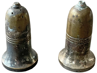 Vintage Epns Salt and Pepper Shakers Props, Prop Hire