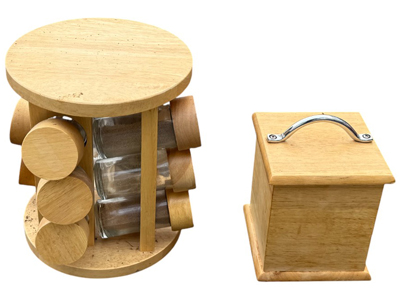 Wooden Tea Caddy and Spice Rack Props, Prop Hire