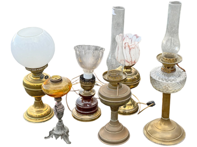 Edwardian Brass Paraffin Side Lamps Props, Prop Hire