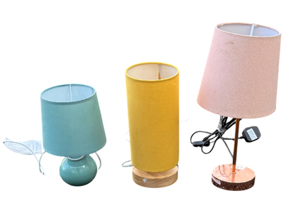 Colourful Yellow Blue and Pink Side Lamps Props, Prop Hire