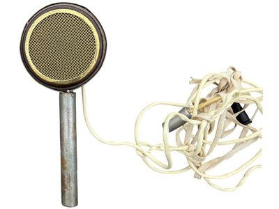 Early Broadcast Hand Held Microphone Props, Prop Hire