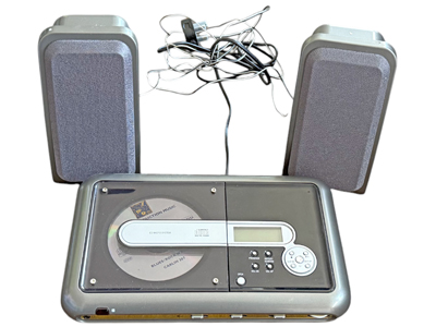 Retro Microsystem Simz CD Player and Speakers Props, Prop Hire