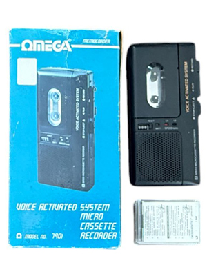 Voice Activated Pocket Micro Cassette Omega Memcorder Recorder Props, Prop Hire