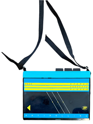 Blue Retro Personal Cassette Walkman Props, Prop Hire