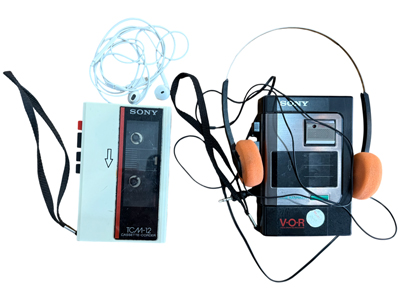 Black and Beige Retro Sony Walkman Recorders Props, Prop Hire