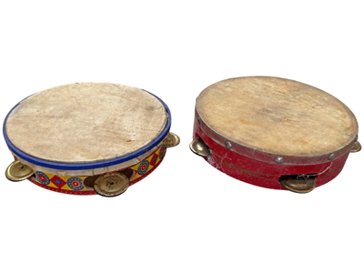 Antique Circus Tambourines Props, Prop Hire