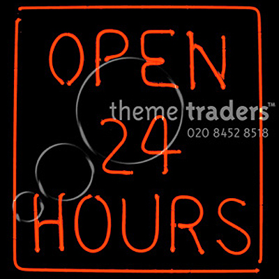 Open 24 Hours Neons Props, Prop Hire