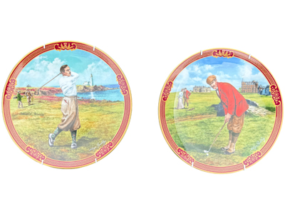 Royal Worcester Golf Hanging Ceramic Wall Hanging Plates Props, Prop Hire