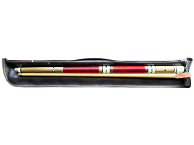 Retro Red and Rosewood Boss Snooker Cue Stick in Original Plasic Carry Case Props, Prop Hire