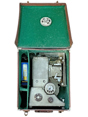 Retro Film Projector in Leather Style Case Props, Prop Hire