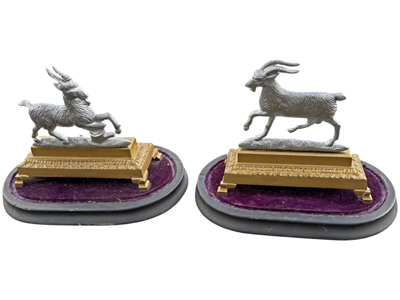 Meisler Metal Sculpture Mantelpiece Rams Props, Prop Hire
