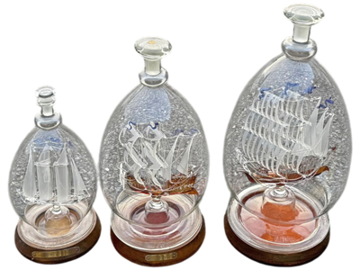 Magnificent Glass Ships in Bottle Half Metre Props, Prop Hire