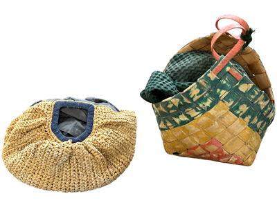 Old World Peasant Shopping Baskets and Bags Props, Prop Hire