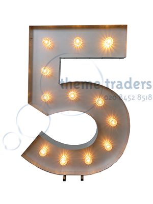 No 5 Light Bulb Sign Props, Prop Hire