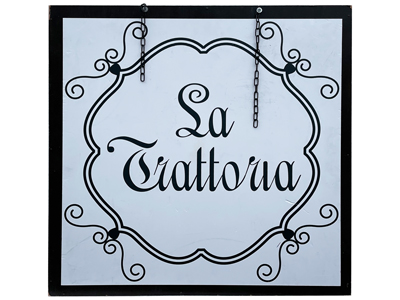 Double Sided Large Trattoria Italian Sign Props, Prop Hire