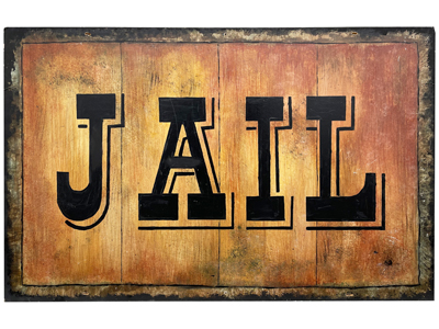 Handpainted Large Jail Sign Props, Prop Hire