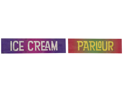Double Sided Ice Cream Parlour Handpainted Signs Props, Prop Hire