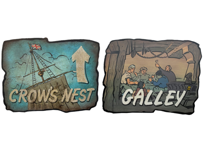 Galleon Ship Signs Props, Prop Hire