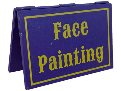 Tabletop Double Sided Face Painting Sign Props, Prop Hire