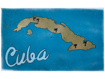 Cuba Map Handpainted Sign Props, Prop Hire