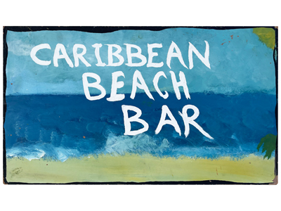 Caribean Beach Bar Handpainted Sign Props, Prop Hire