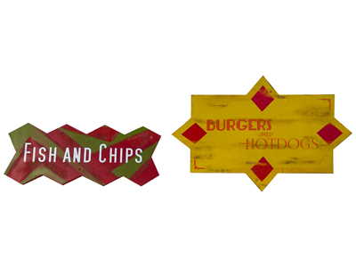 Fish and Chips Burger Sign Props, Prop Hire