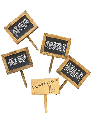 Garden Allotment Food Sign Markers Props, Prop Hire