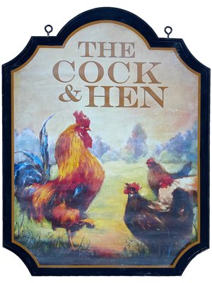 Cock and Hen Hanging Pub Sign Props, Prop Hire