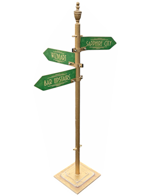 Interchange Signposts Metal Gold Props, Prop Hire