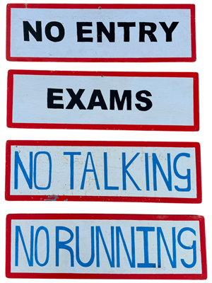 School Handpainted Weathered Signs 1 Metre Props, Prop Hire