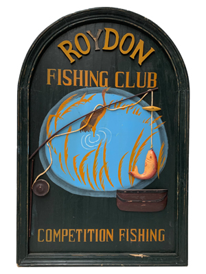 Roydon Fishing Club Handcarved Sign Props, Prop Hire