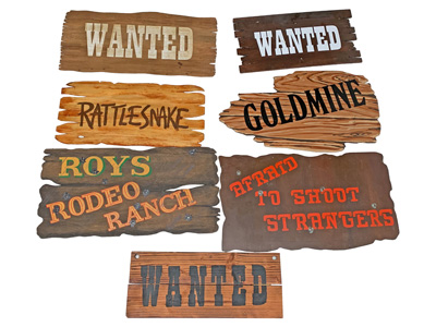 Wild West Signs Props, Prop Hire
