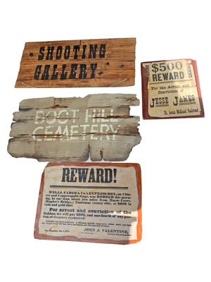 Wild West Signs Props, Prop Hire