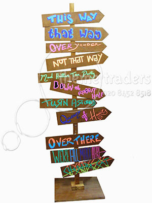 Alice Direction Sign Props, Prop Hire