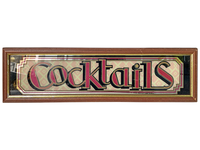Glass Period Cocktails Sign Props, Prop Hire