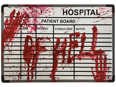 Horror Hospital Sign Props, Prop Hire
